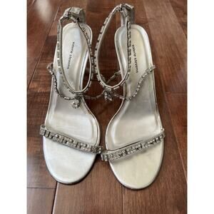 VTG Y2K Valerie Stevens Womens Bling Silver Evening Heels Size 7